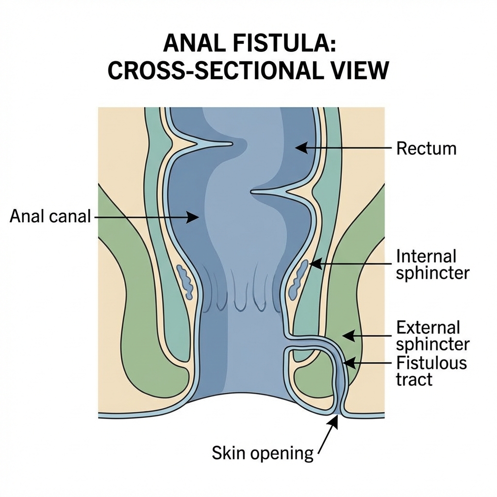 Salida de exudado (líquido) en zona anal